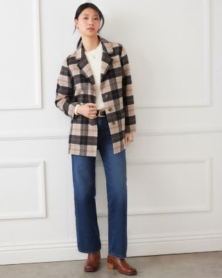 Oversized Brushed Plaid Jacket