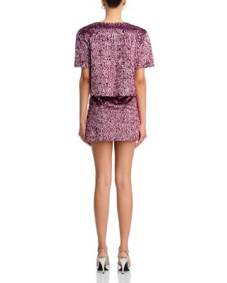 Sequin Tee & Crystal Detail Mini Skirt