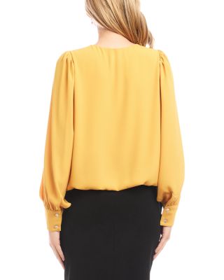 Puffed Sleeve V Neck Top