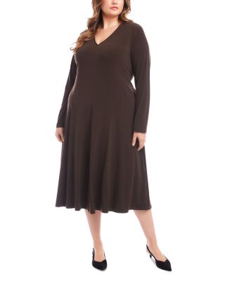 Plus Size Kate V Neck Midi Travel Dress