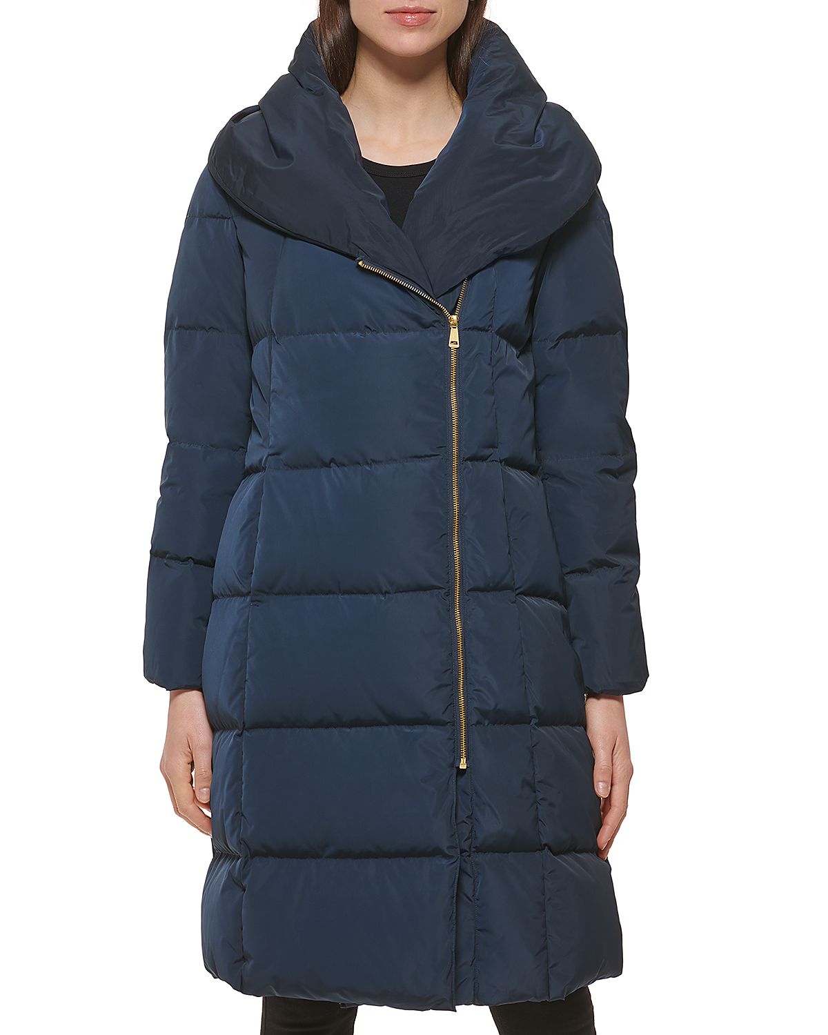 Cole Haan Taffeta Down Zip Front Coat