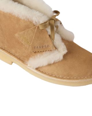 Sandro x Clarks Women's Originals Shearling Trim Suede Booties