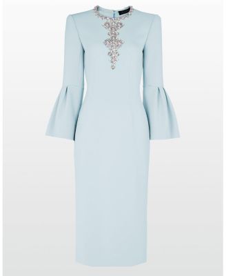Margoni Bell-sleeve embellished midi dress