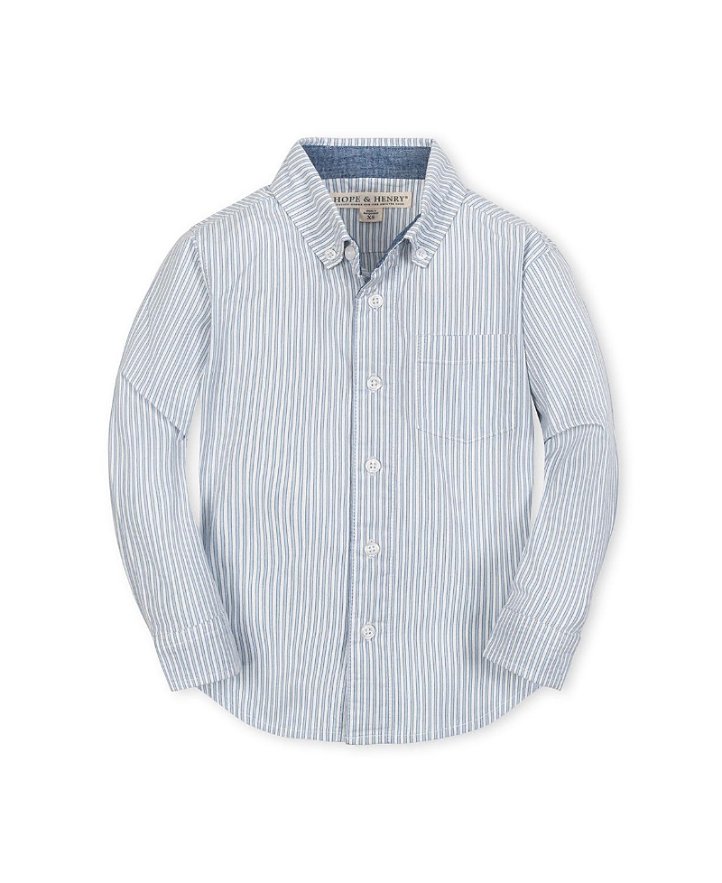 Hope & Henry Boys' Organic Stretch Poplin Shirt, Kids In Blue