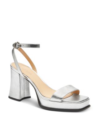 Women's Tea Rose Silver Leather Platform Sandals