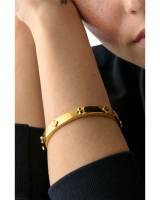 Spade Flower Hinge Bangle Bracelet