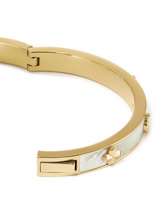 Spade Flower Mother of Pearl Hinge Bangle Bracelet