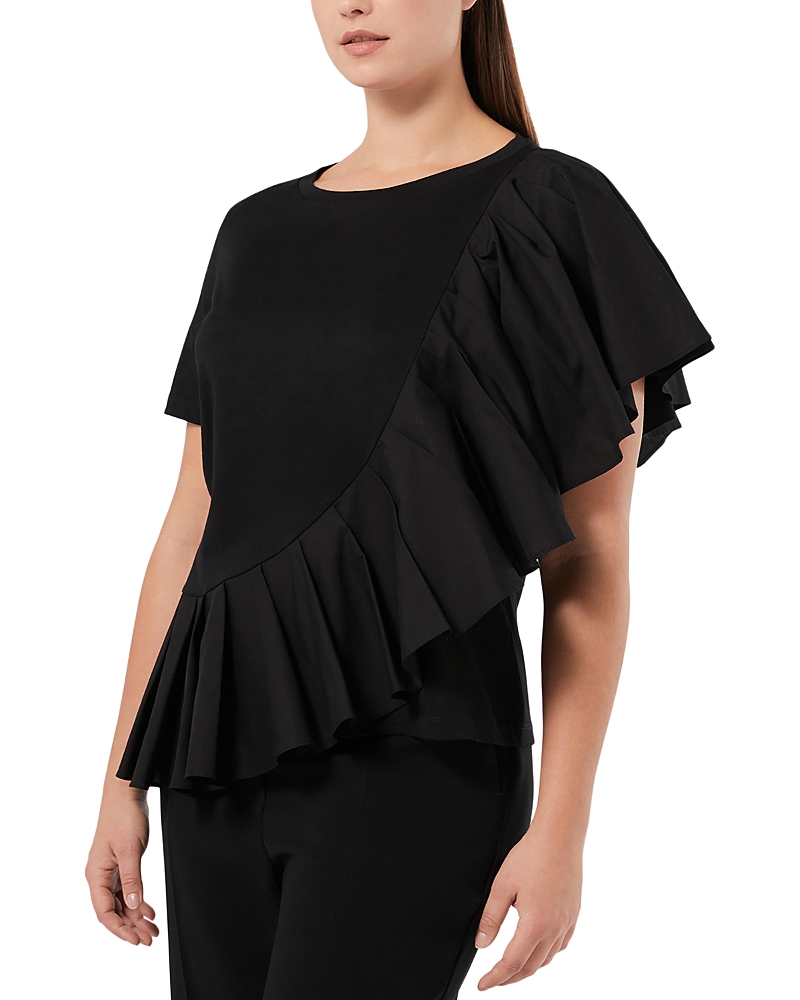 Marina Rinaldi 1a Uscita Ribelle Flounce Tee In Black