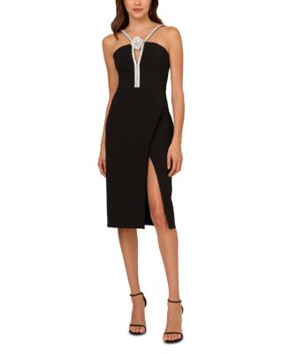 Stretch Crepe Halter Midi Dress