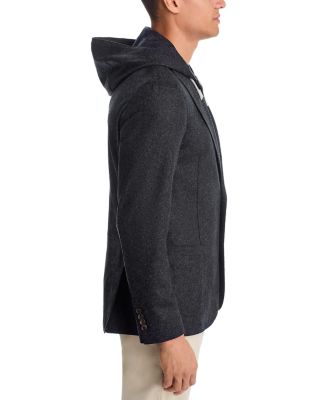 Flannel Slim Fit Sport Coat with Removable Full Zip Hoodie