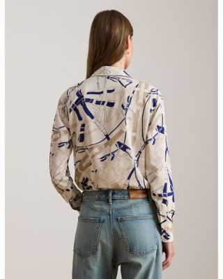 Relaxed Fit Belting Print Crepe Shirt