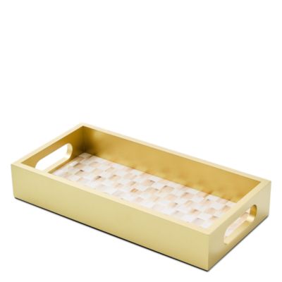 Mocha Check Glass Vanity Tray