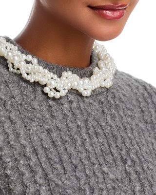 Faux Pearl Embellished Short Sleeve Sweater - Exclusive