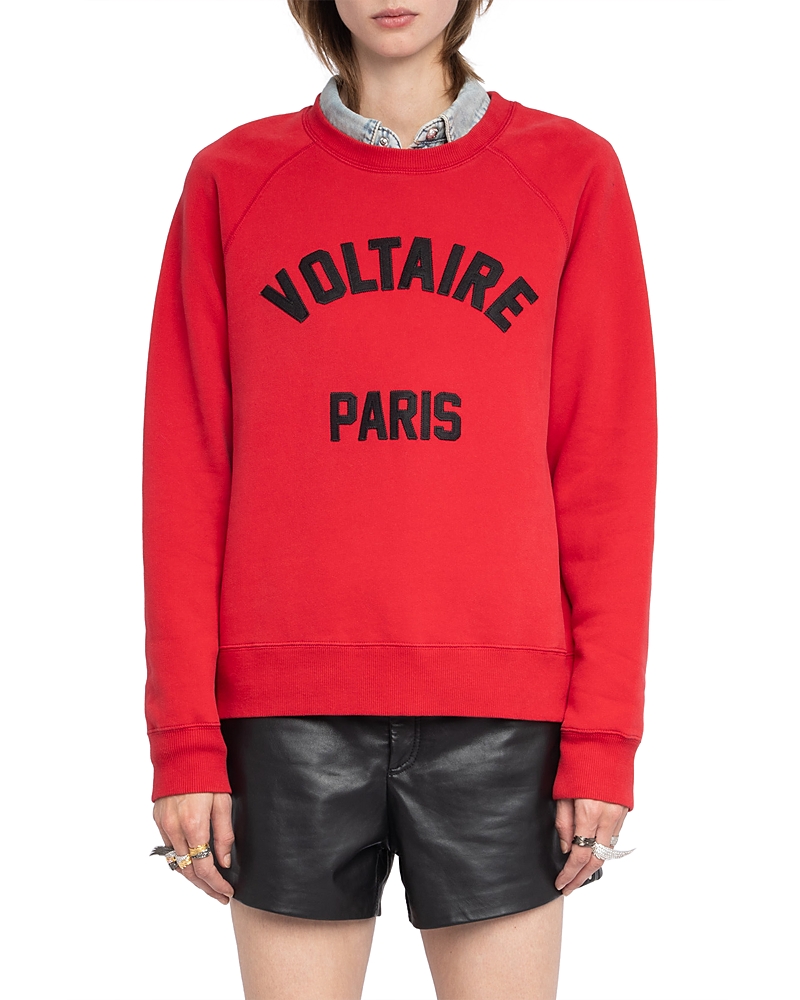 Zadig & Voltaire Womens Branded Round-neck Cotton-blend Sweatshirt Love Xs In Red