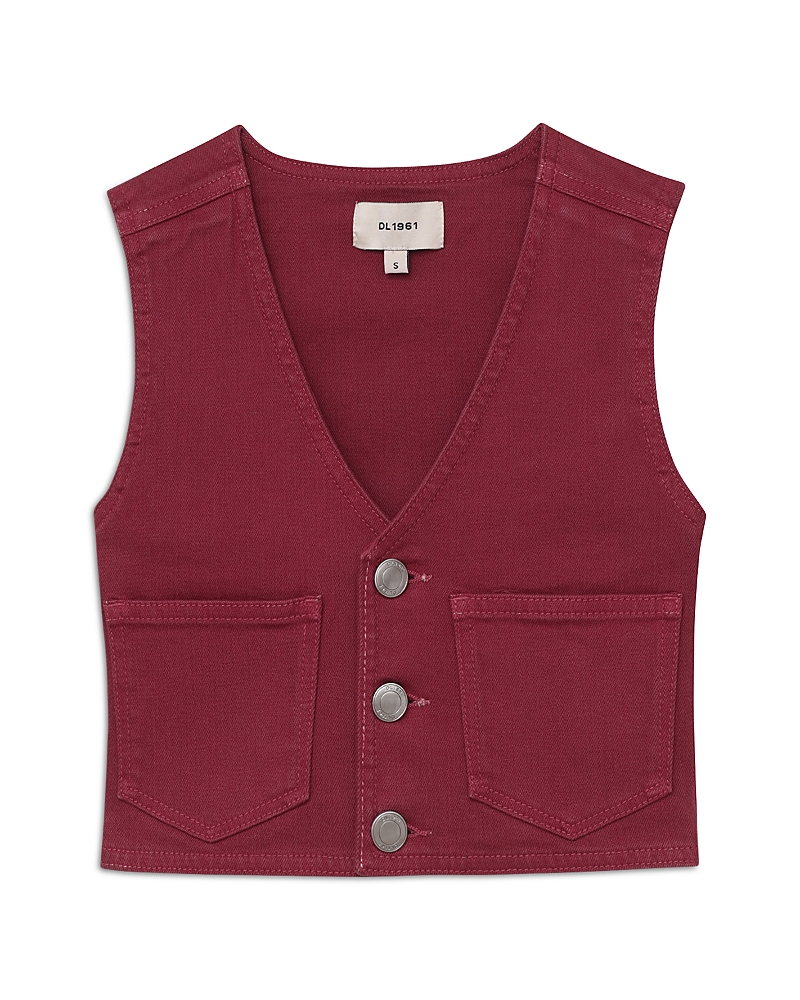 Dl1961 Girl's Zizi Buttoned Vest In Burgundy