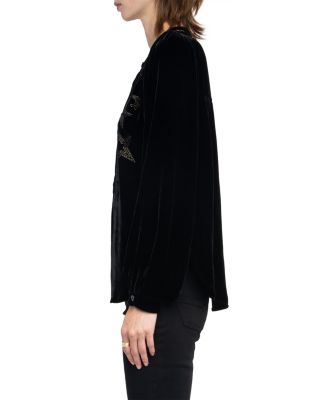Tigy Embroidered Velvet Top