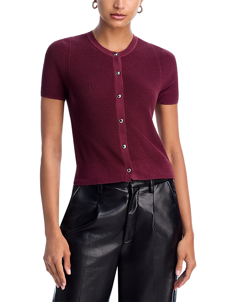 Rag & Bone Dina Crewneck Cardigan Sweater In Burgundy