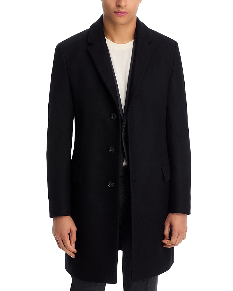 Hugo Boss Mgor Extra Slim Fit Topcoat In Black