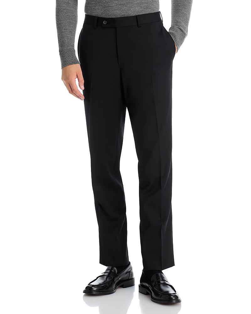 Jack Victor Patrick Flat Front Stretch Wool Dress Pants In Black