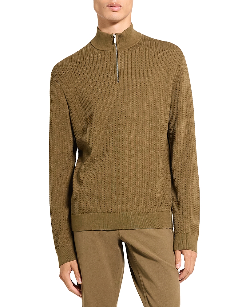 Theory Walton Quarter Zip Sweater In Brown