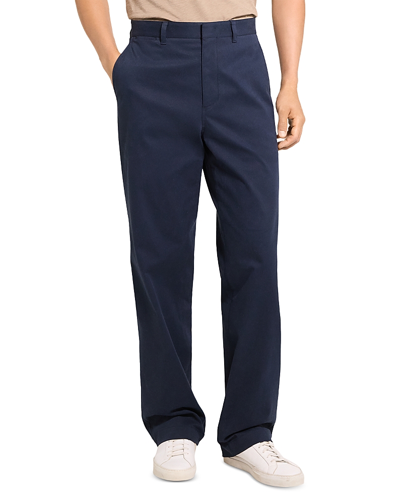 Theory Brushed Stretch Cotton Chinos In Blue
