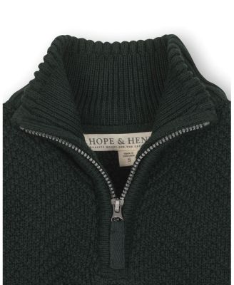 Boys' Organic Long Sleeve Half Zip Cable Pullover Sweater - Little Kid, Big Kid