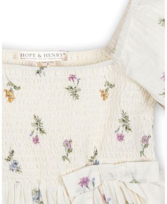  Girls' Organic Bubble Sleeve Smocked Dress - Little Kid, Big Kid