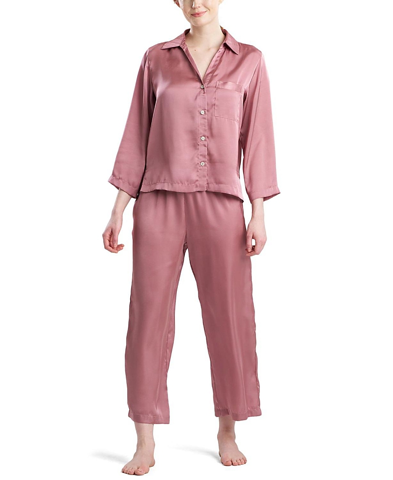 Natori Edit Natori Ashley Icon Notch Top And Pant Pj Set In Pink