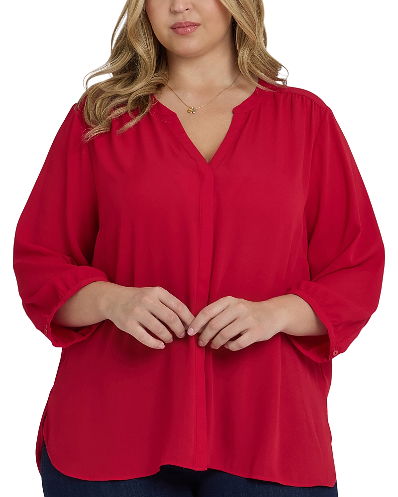 Nydj Pintuck Blouse In Red