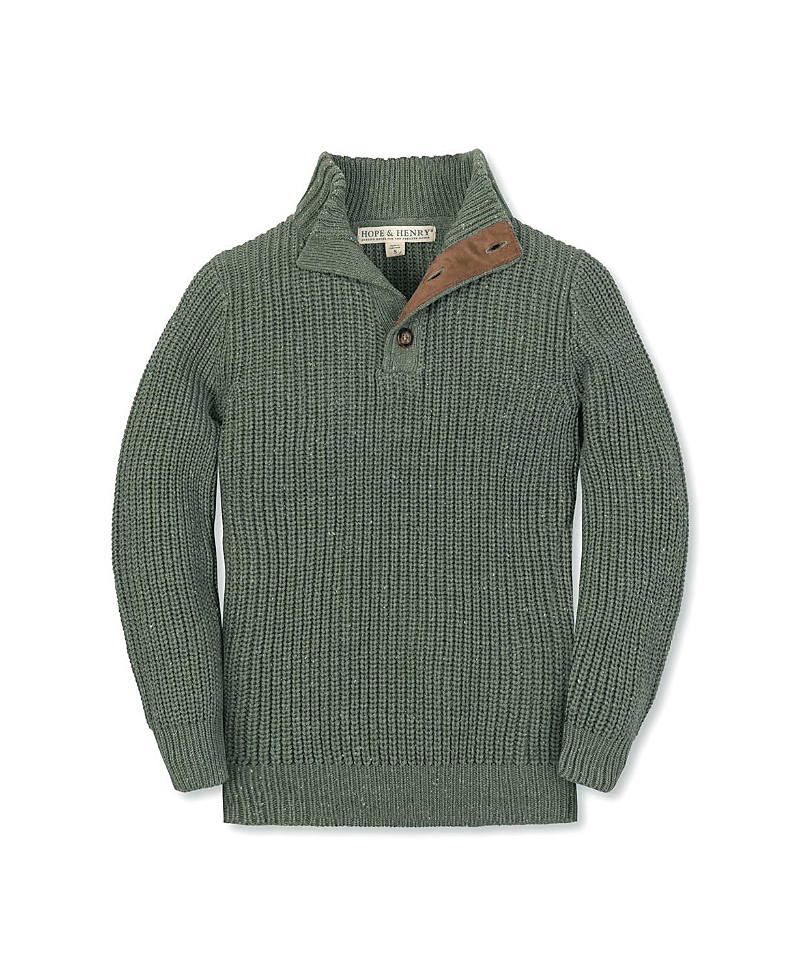 Hope & Henry Kids' Organic Mock Neck Cardigan Stitch Sweater In Multi