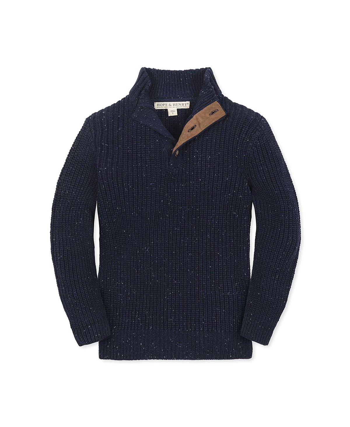 Hope & Henry Organic Mock Neck Cardigan Stitch Sweater - Little Kid, Big Kid