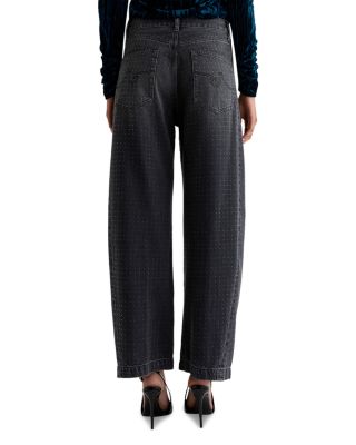 Hattie High Rise Crystal Embellished Barrel Jeans in Star Light