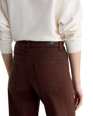 AG Saige High Rise Wide Leg Crop Jeans in Coffee Bean