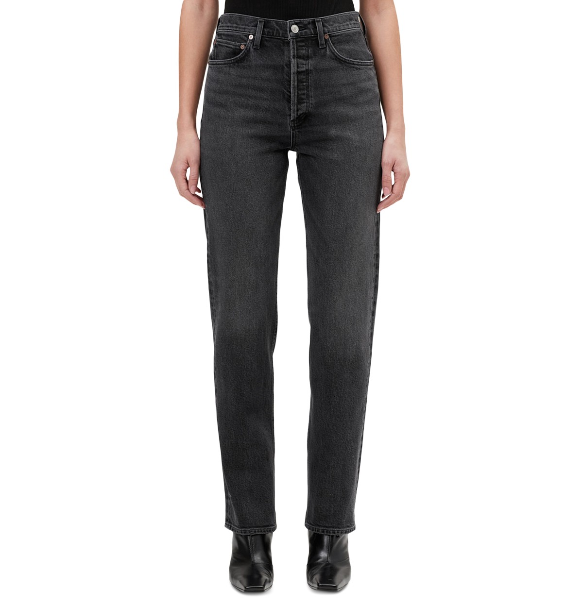 90's Pinch Waist High Rise Straight Jeans in Radius