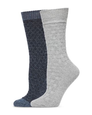 HUE - Textured Crew Socks, 2-Pack
