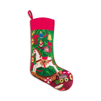 Christmas Rocking Horse Embroidered Stocking