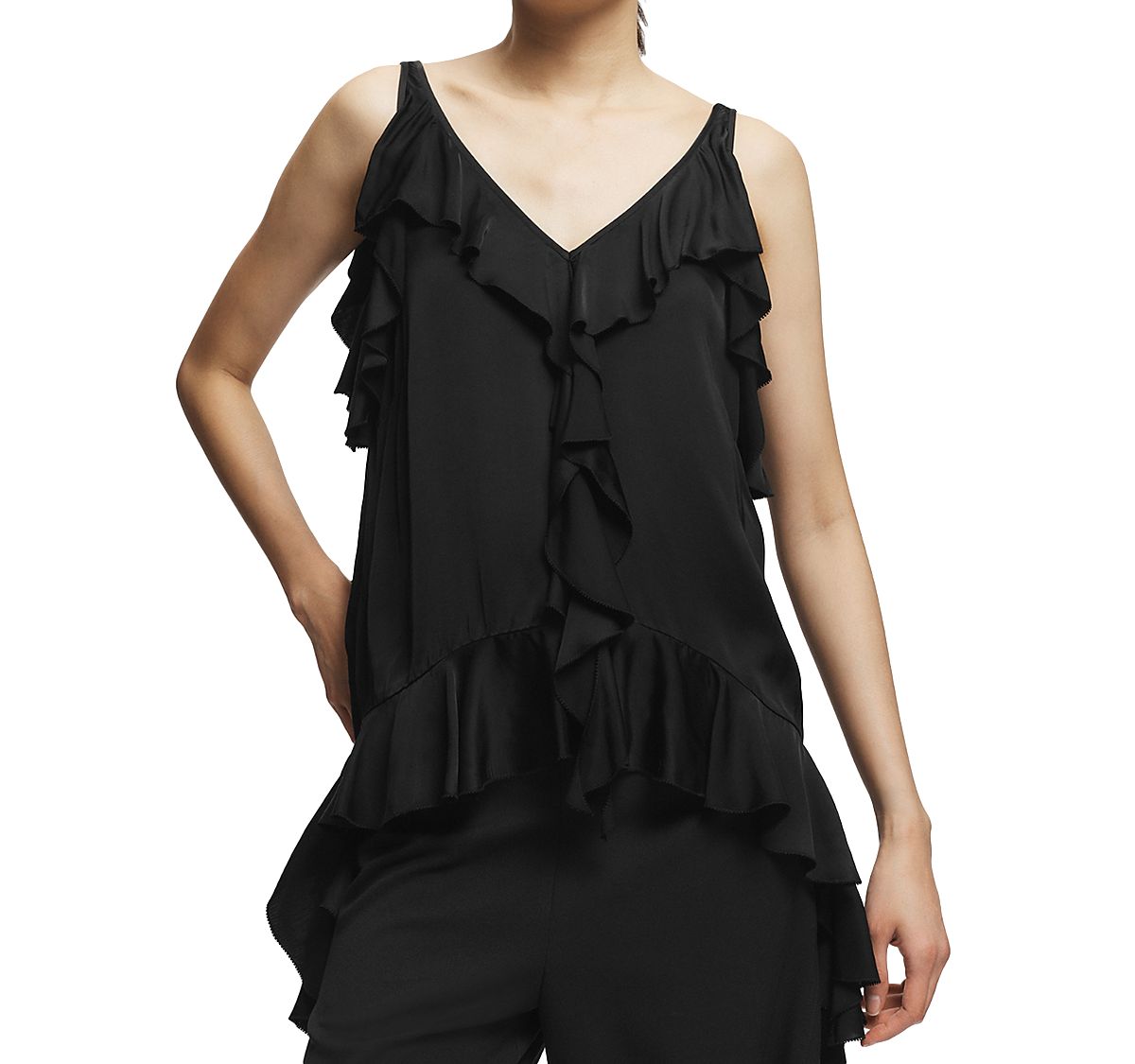 Saint Art Cade Ruffled V Neck Top