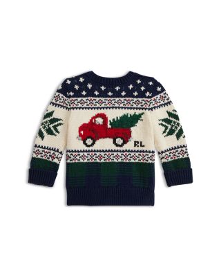 Boys' Truck Intarsia Cotton Sweater - Baby