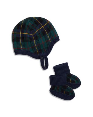 Boys' Plaid Wool Earflap Hat & Bootie Set - Baby
