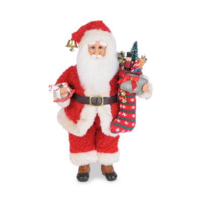 Classic Santa with Christmas Stocking Figurine