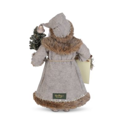 Light Up Silver Pine Santa Figurine