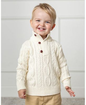 Boys' Organic Mock Neck Cable Sweater with Buttons - Baby