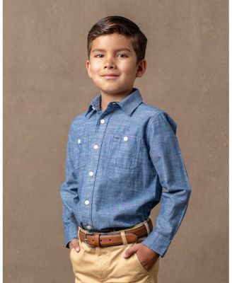 Boys&#39; Organic Long Sleeve Chambray Button Down Shirt - Baby, Little Kid, Big Kid