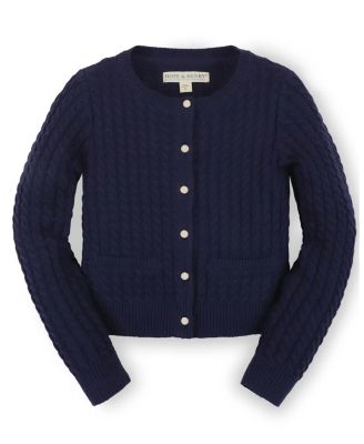 Girls&#39; Organic Long Sleeve Classic Cable Cardigan Sweater - Baby, Little Kid, Big Kid