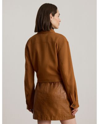 Buckle Trim Serge Cropped Jacket