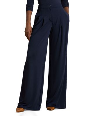 Pleated Stretch Jersey Wide-Leg Pant