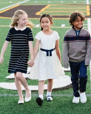  Girls' Organic Short Sleeve Lightweight Knit Skater Dress - Little Kid, Big Kid