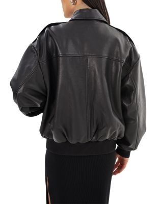 Trevanna Leather Bomber Jacket