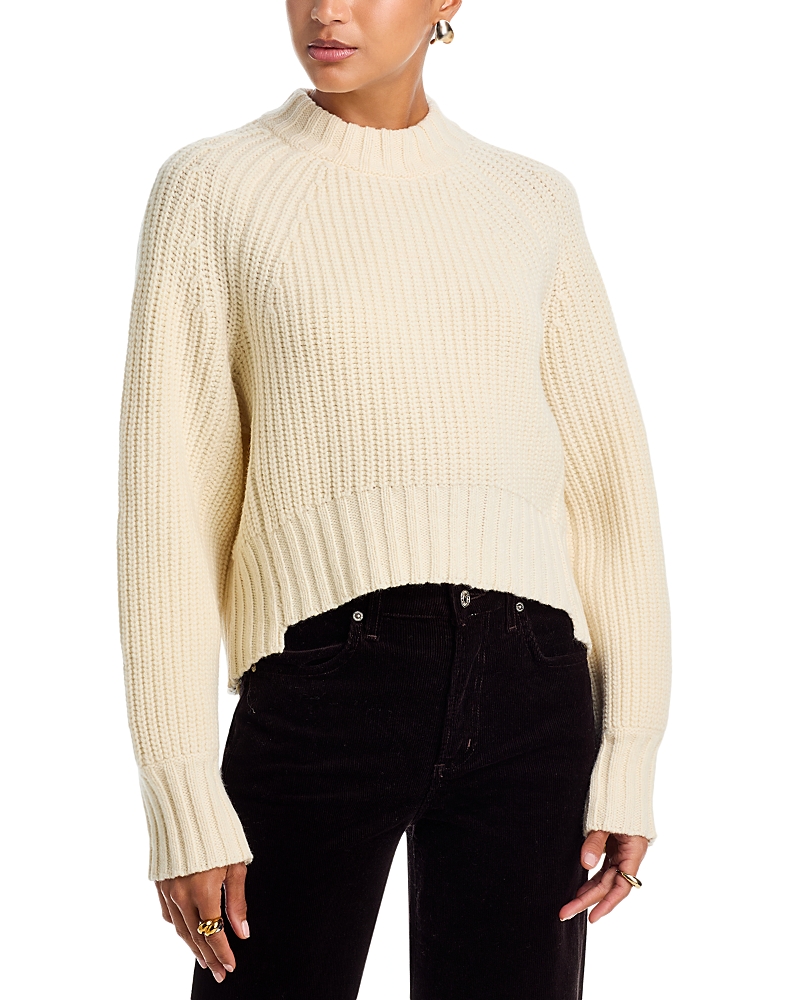 Co Wool-blend Crewneck Cropped Sweater In Neutral