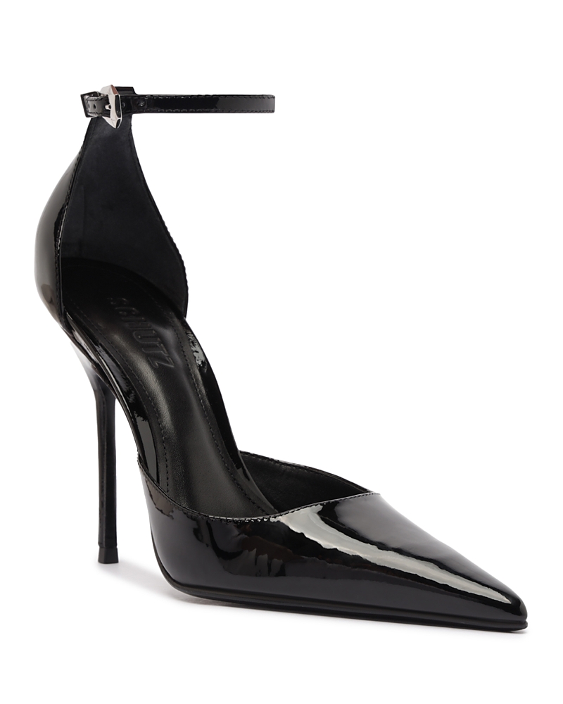 Schutz Lena Peep-toe Ankle-strap Heels In Black